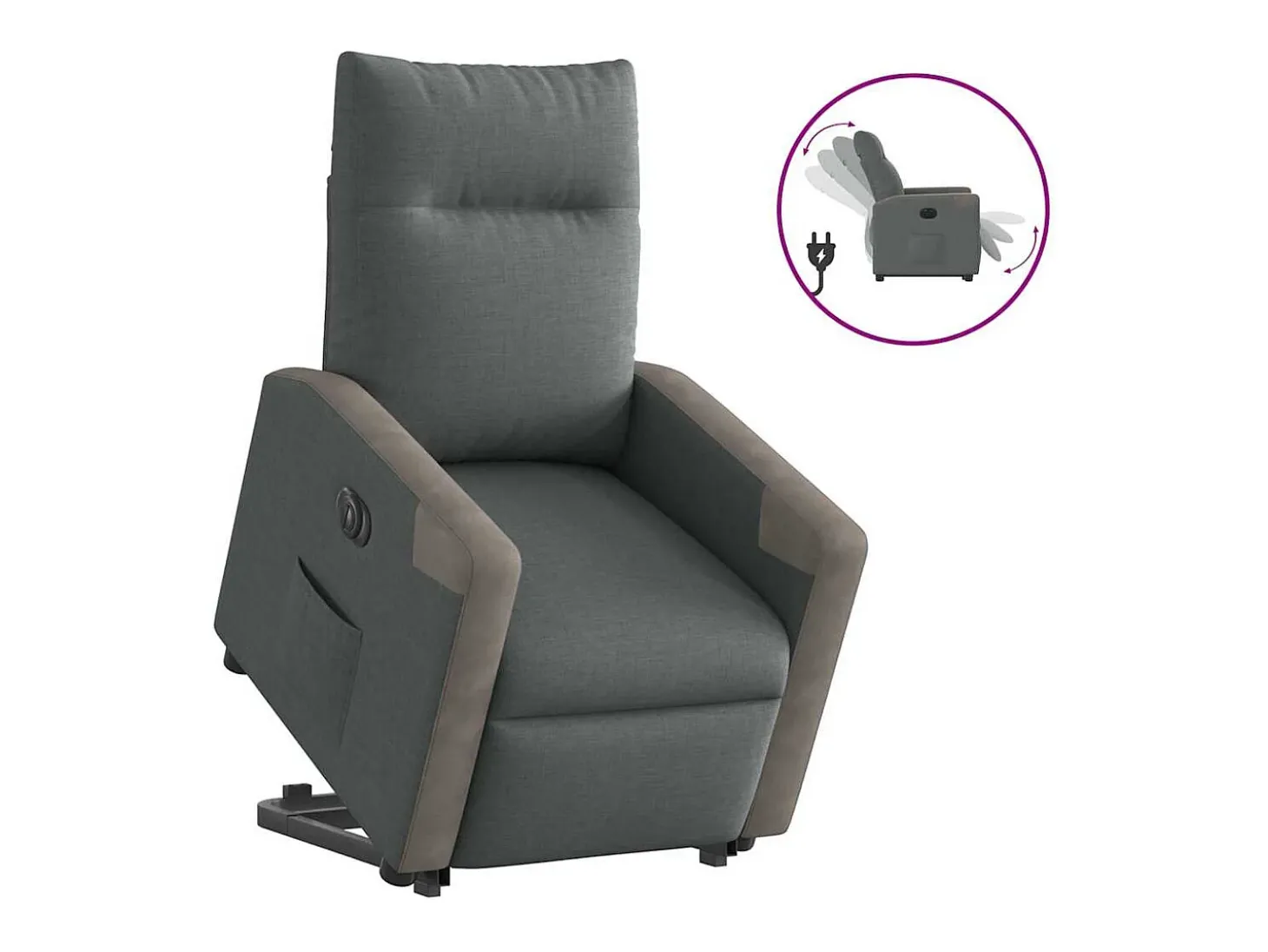 Poltrona Confortável | Poltrona reclinável elevatória elétrica tecido cinzento-escuro SHL555106