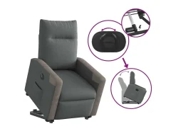 Poltrona Confortável | Poltrona reclinável elevatória elétrica tecido cinzento-escuro SHL555106