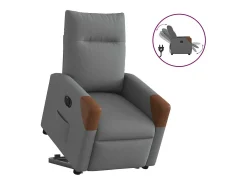 Poltrona Confortável | Poltrona reclinável elevatória elétrica tecido cinzento-escuro SHL783640