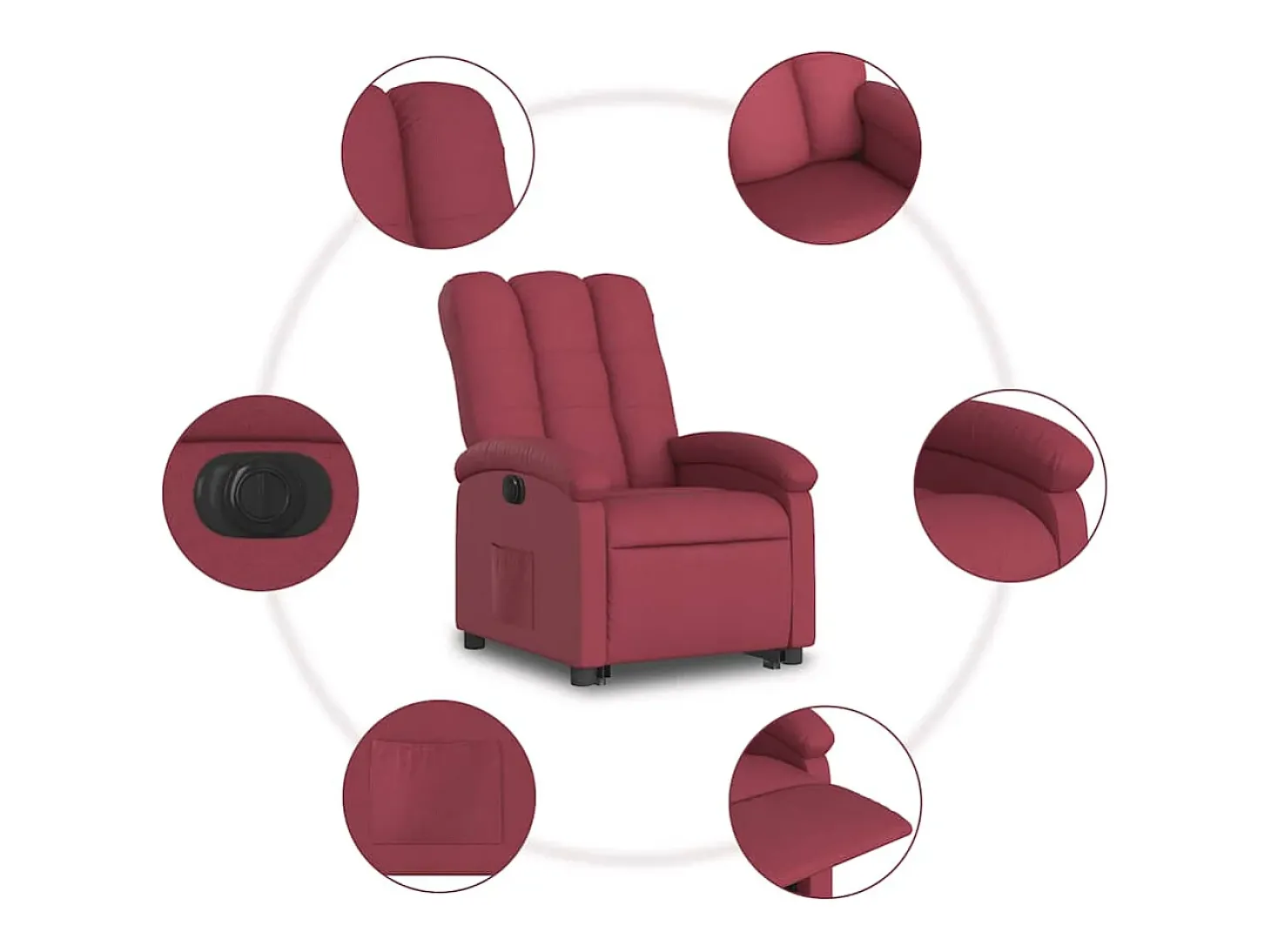 Poltrona Confortável | Poltrona reclinável elevatória elétrica tecido vermelho-tinto SHL813603