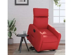Poltrona Confortável | Poltrona reclinável elevatória elétrica couro artif. vermelho SHL339152