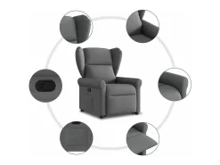 Poltrona Confortável | Poltrona reclinável elevatória tecido cinzento-escuro SHL103183