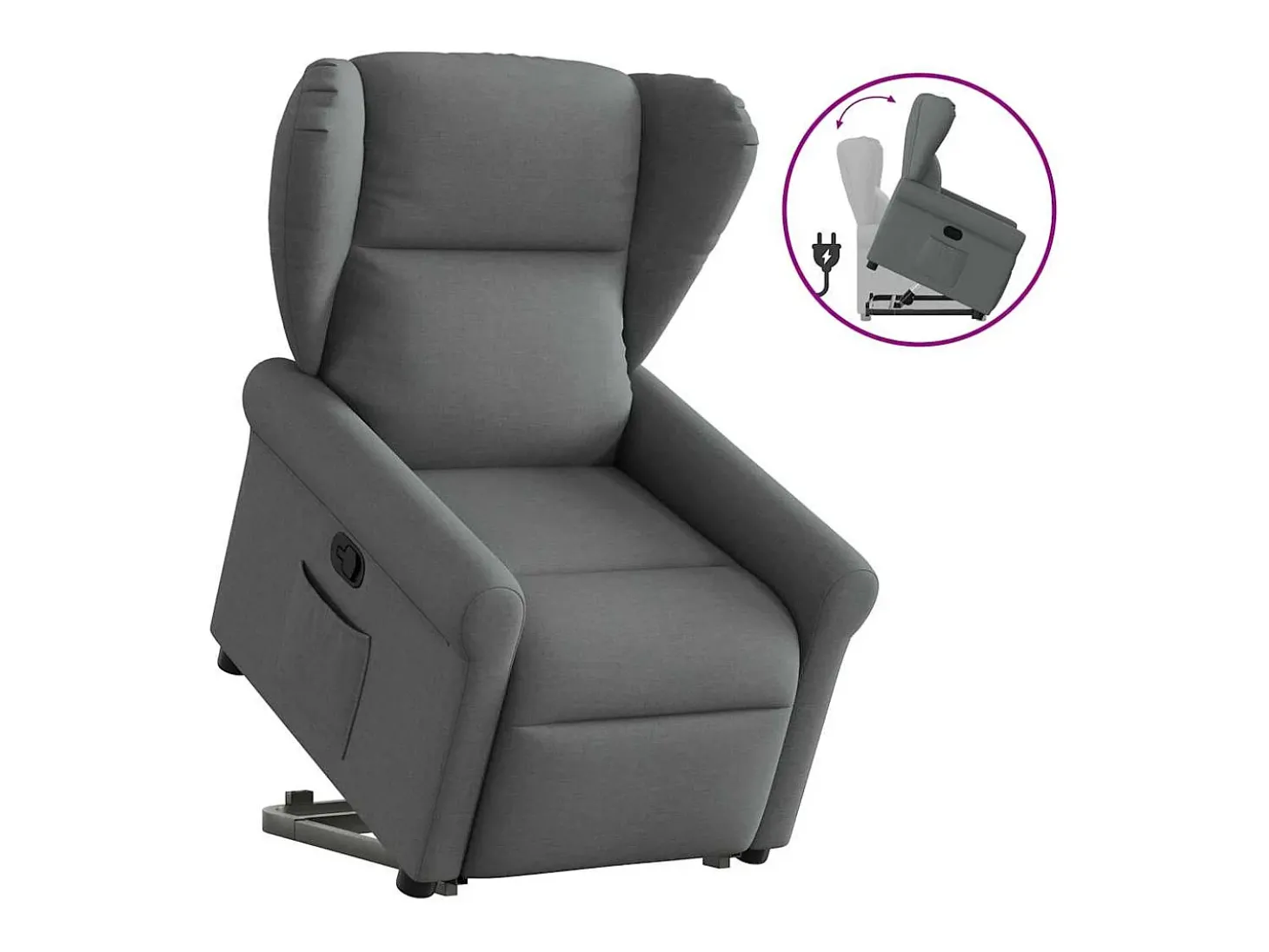 Poltrona Confortável | Poltrona reclinável elevatória tecido cinzento-escuro SHL103183