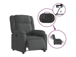 Poltrona Confortável | Poltrona reclinável elétrica tecido cinzento-escuro SHL565781