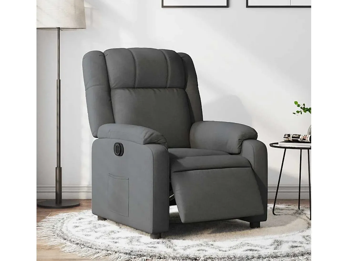 Poltrona Confortável | Poltrona reclinável elétrica tecido cinzento-escuro SHL565781