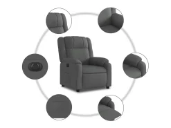 Poltrona Confortável | Poltrona reclinável elétrica tecido cinzento-escuro SHL565781