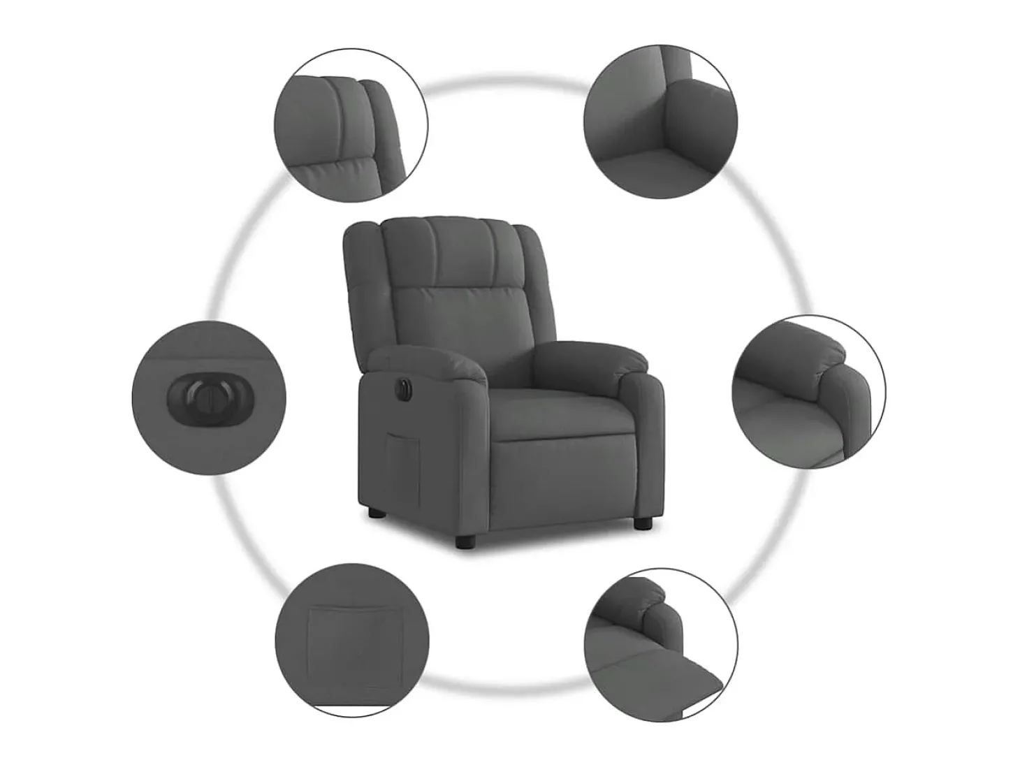 Poltrona Confortável | Poltrona reclinável elétrica tecido cinzento-escuro SHL565781