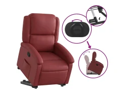 Poltrona Confortável | Poltrona reclinável elevatória couro artificial vermelho tinto SHL802470