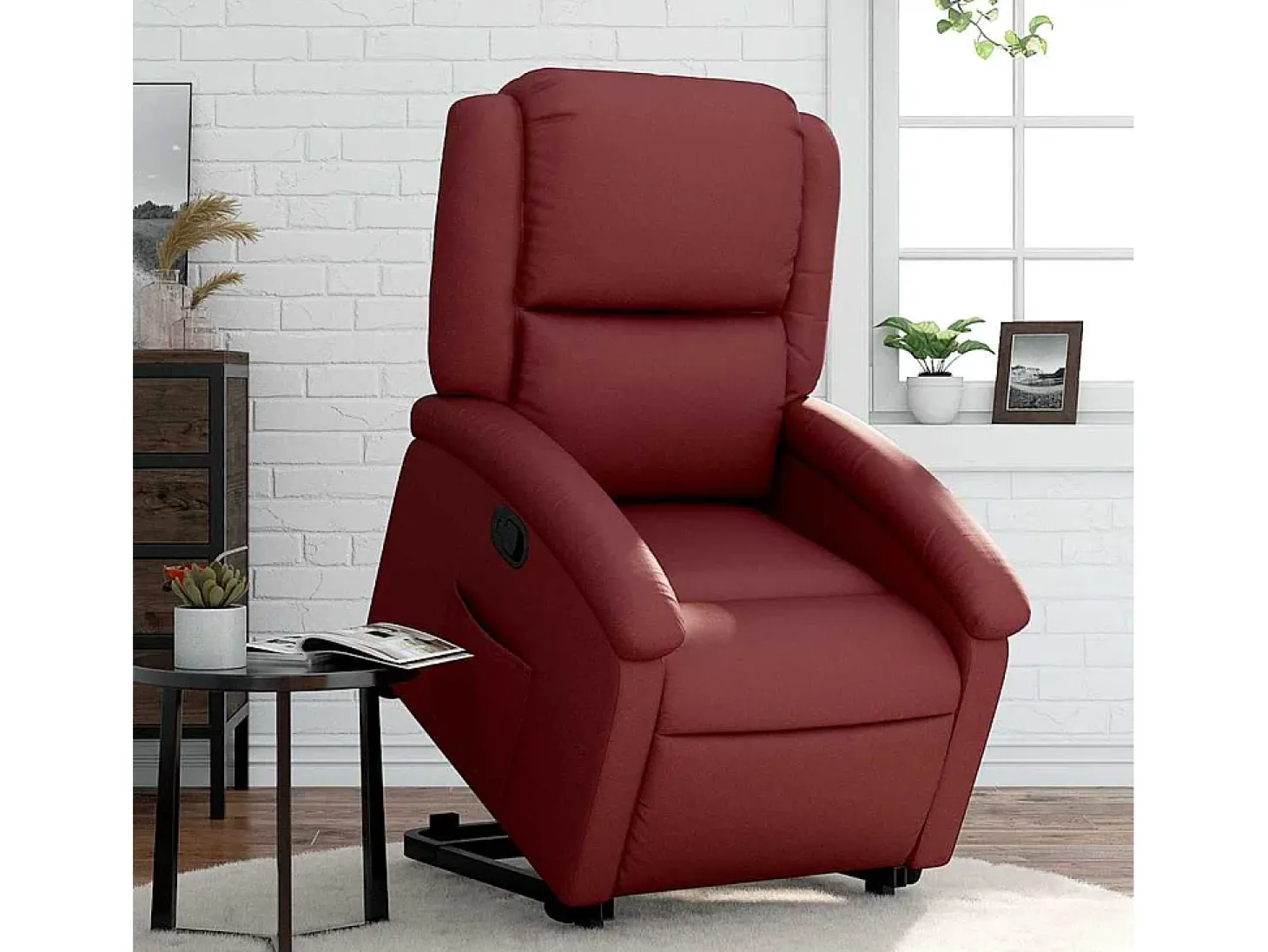 Poltrona Confortável | Poltrona reclinável elevatória couro artificial vermelho tinto SHL802470