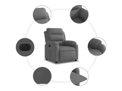 Poltrona Confortável | Poltrona reclinável elétrica tecido cinzento-escuro SHL917674