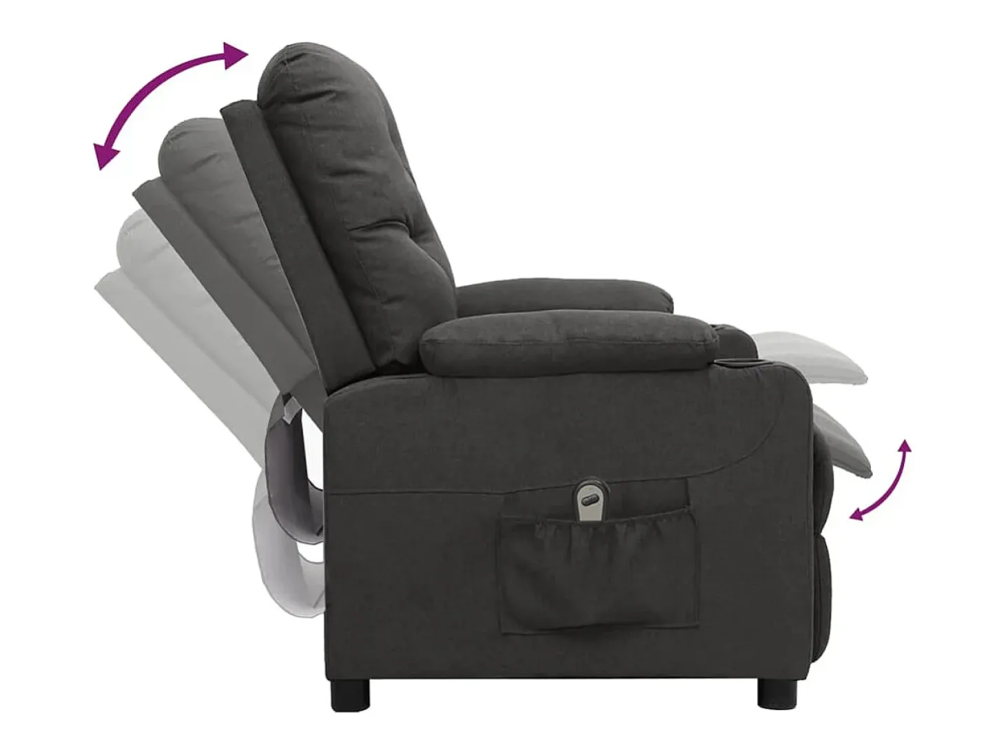 Poltrona Confortável | Poltrona reclinável elétrica tecido cinzento-escuro SHL693839