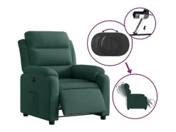 Poltrona Confortável | Poltrona reclinável elétrica veludo verde-escuro SHL821732