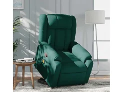 Poltrona Confortável | Poltrona reclinável elevatória de massagens tecido verde-escuro SHL628304