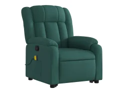 Poltrona Confortável | Poltrona reclinável elevatória de massagens tecido verde-escuro SHL628304