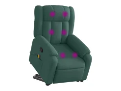 Poltrona Confortável | Poltrona reclinável elevatória de massagens tecido verde-escuro SHL628304