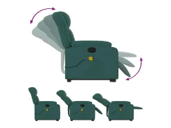 Poltrona Confortável | Poltrona reclinável elevatória de massagens tecido verde-escuro SHL628304