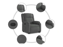 Poltrona Confortável | Poltrona reclinável elevatória tecido cinzento-escuro SHL309079