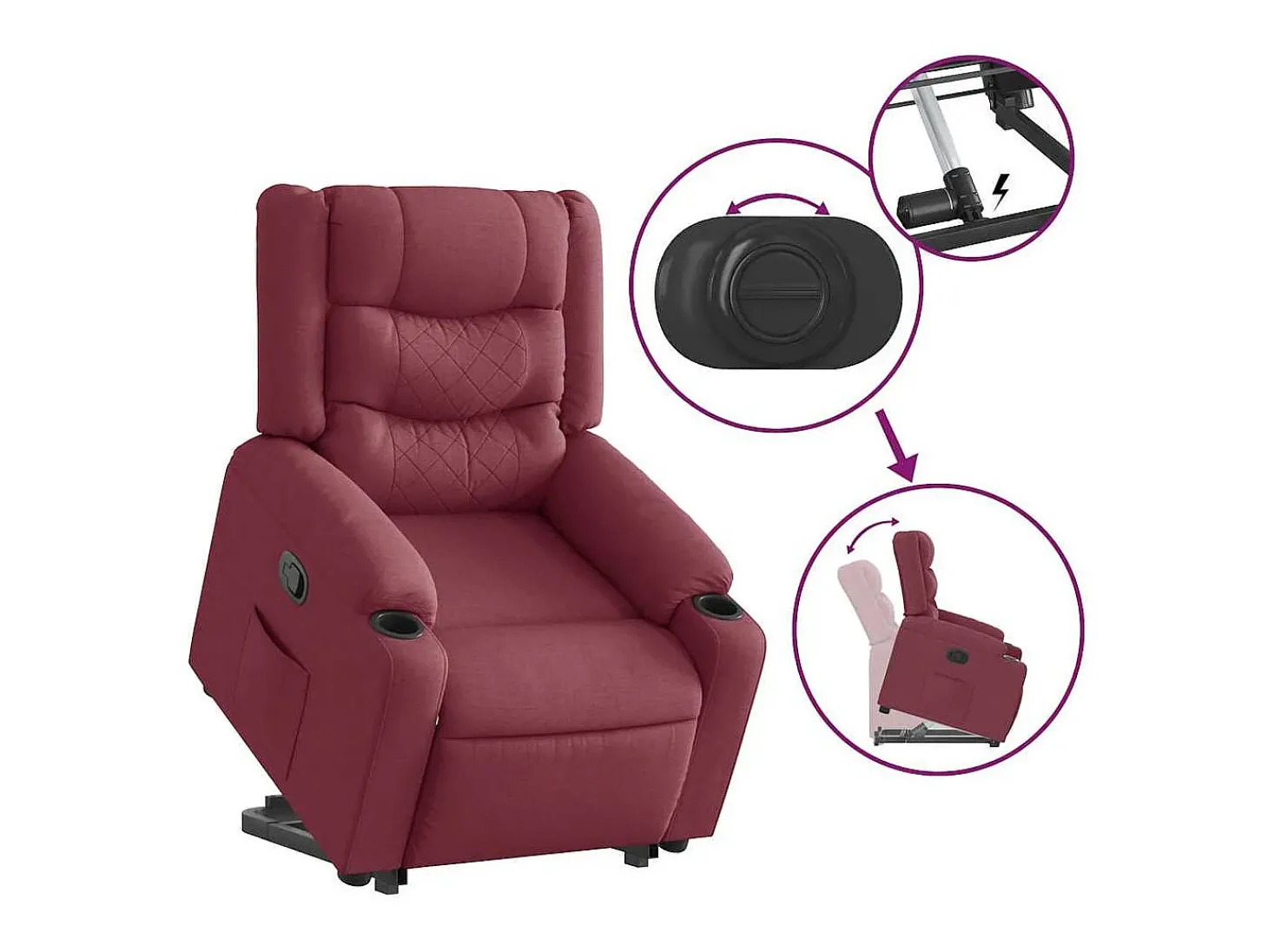 Poltrona Confortável | Poltrona reclinável elevatória tecido vermelho tinto SHL899276