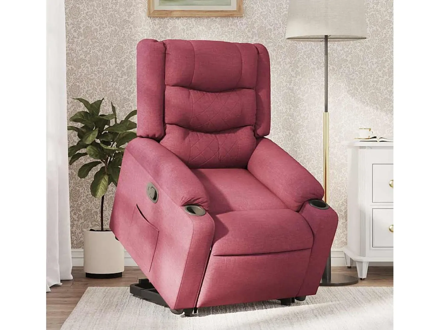 Poltrona Confortável | Poltrona reclinável elevatória tecido vermelho tinto SHL899276