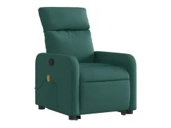 Poltrona Confortável | Poltrona reclinável elevatória de massagens tecido verde-escuro SHL720816