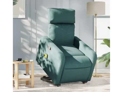 Poltrona Confortável | Poltrona reclinável elevatória de massagens tecido verde-escuro SHL720816