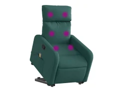 Poltrona Confortável | Poltrona reclinável elevatória de massagens tecido verde-escuro SHL720816