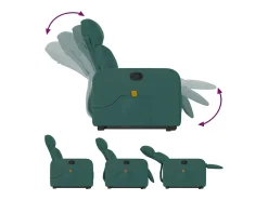 Poltrona Confortável | Poltrona reclinável elevatória de massagens tecido verde-escuro SHL720816