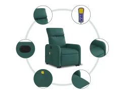 Poltrona Confortável | Poltrona reclinável elevatória de massagens tecido verde-escuro SHL720816