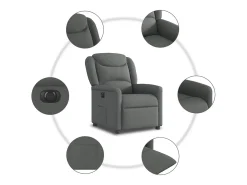 Poltrona Confortável | Poltrona reclinável elétrica tecido cinzento-escuro SHL715343