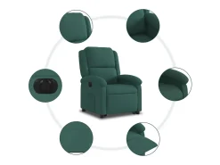 Poltrona Confortável | Poltrona reclinável elevatória elétrica veludo verde-escuro SHL880495