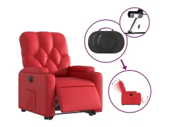 Poltrona Confortável | Poltrona reclinável elevatória elétrica couro artif. vermelho SHL962770