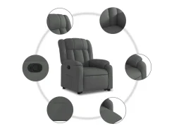 Poltrona Confortável | Poltrona reclinável elevatória tecido cinzento-escuro SHL398404