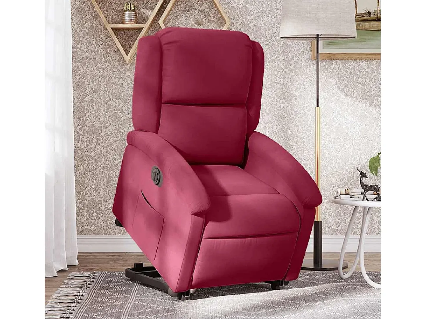 Poltrona Confortável | Poltrona reclinável elevatória elétrica veludo vermelho-tinto SHL80127