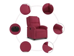 Poltrona Confortável | Poltrona reclinável elevatória elétrica veludo vermelho-tinto SHL80127