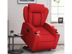 Poltrona Confortável | Poltrona reclinável elevatória couro artificial vermelho SHL319033