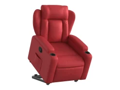 Poltrona Confortável | Poltrona reclinável elevatória couro artificial vermelho SHL319033