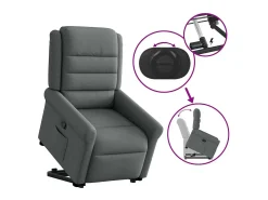 Poltrona Confortável | Poltrona reclinável elevatória tecido cinzento-escuro SHL884094