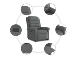 Poltrona Confortável | Poltrona reclinável elevatória tecido cinzento-escuro SHL884094