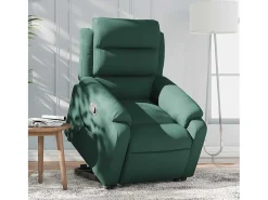 Poltrona Confortável | Poltrona reclinável elevatória veludo verde-escuro SHL271003