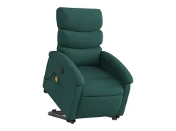 Poltrona Confortável | Poltrona reclinável elevatória de massagens tecido verde-escuro SHL692903