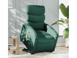 Poltrona Confortável | Poltrona reclinável elevatória de massagens tecido verde-escuro SHL692903