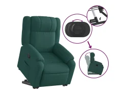 Poltrona Confortável | Poltrona reclinável elevatória tecido verde-escuro SHL825410