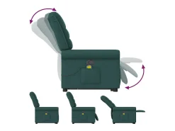 Poltrona Confortável | Poltrona reclinável elevatória de massagens tecido verde-escuro SHL579966