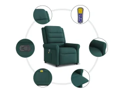 Poltrona Confortável | Poltrona reclinável elevatória de massagens tecido verde-escuro SHL579966