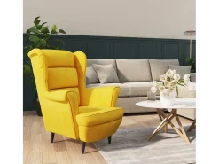 Poltrona Confortável em veludo amarelo mostarda SHL732428