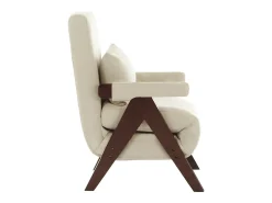 Poltrona conversível em linho bege - com almofada - encosto ajustável em 6 níveis - superfície de dormir 184x56 cm
