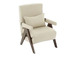 Poltrona conversível em linho bege - com almofada - encosto ajustável em 6 níveis - superfície de dormir 184x56 cm