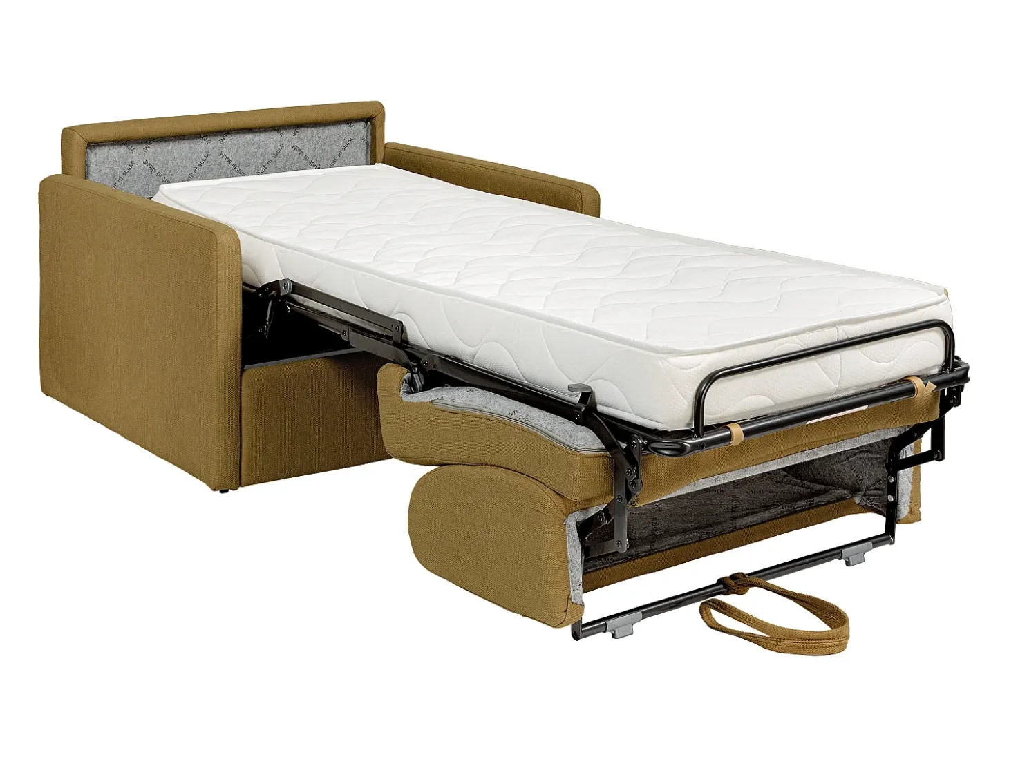 Poltrona conversível express em tecido amarelo - Dormida 100 cm - Colchão 14 cm - CALIFE