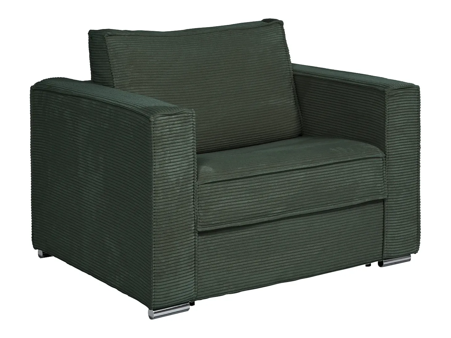 Poltrona convertível abertura rápida veludo canelado verde 70 cm colchão 14 cm LORETO