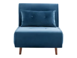 Poltrona convertível veludo azul-escuro estilo habitat jovem URIBIA